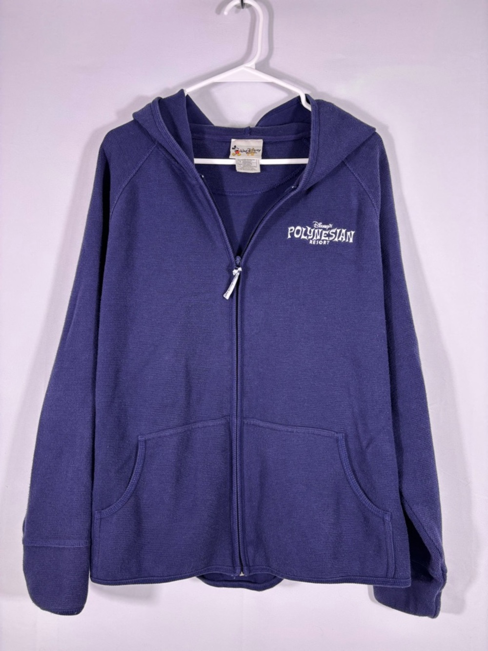 Disney Polynesian Resort Zip Up Hoodie Purple Knit Walt Disney World Size Large